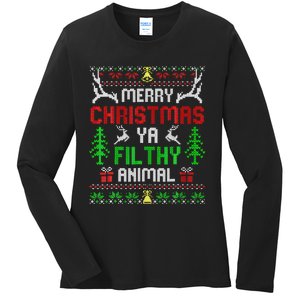 Merry Christmas Animal Filthy Ya  Ladies Long Sleeve Shirt