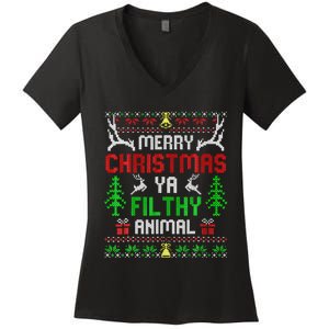 Merry Christmas Animal Filthy Ya  Women's V-Neck T-Shirt