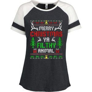 Merry Christmas Animal Filthy Ya  Enza Ladies Jersey Colorblock Tee