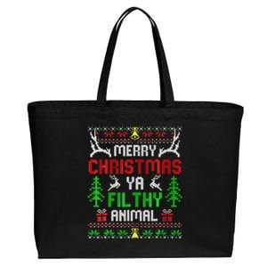 Merry Christmas Animal Filthy Ya  Cotton Canvas Jumbo Tote