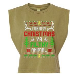 Merry Christmas Animal Filthy Ya  Garment-Dyed Women's Muscle Tee