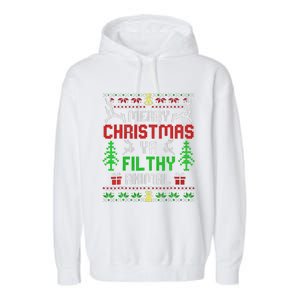 Merry Christmas Animal Filthy Ya  Garment-Dyed Fleece Hoodie