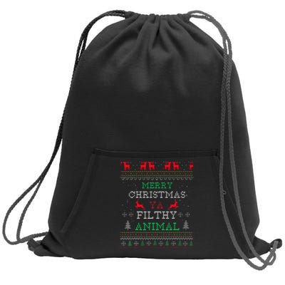 Merry Christmas Animal Filthy Ya Xmas Pajama Family Matching  Sweatshirt Cinch Pack Bag