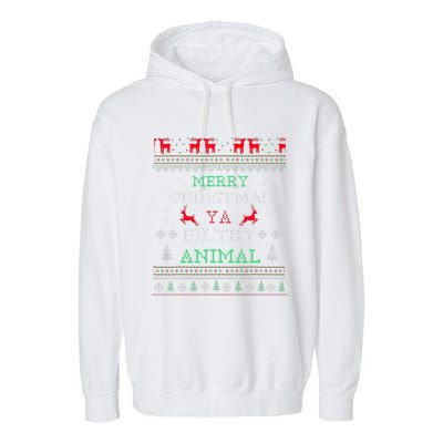 Merry Christmas Animal Filthy Ya Xmas Pajama Family Matching  Garment-Dyed Fleece Hoodie