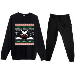 Merry Christmasugly Army Gun Christmas Funny Gift Premium Crewneck Sweatsuit Set