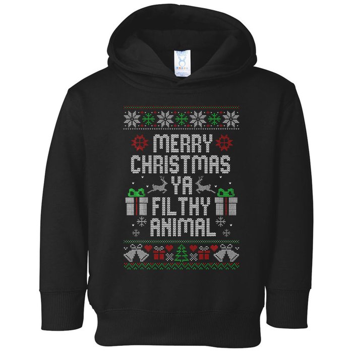 Merry Christmas Animal Filthy Ya Xmas Pajama Toddler Hoodie