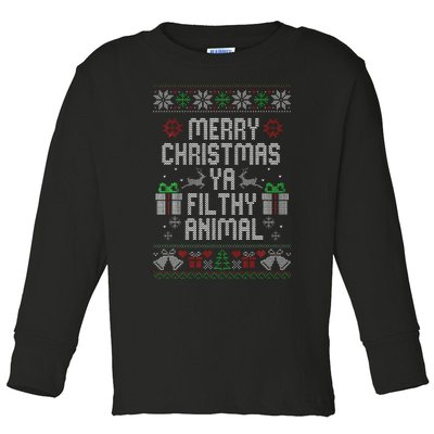 Merry Christmas Animal Filthy Ya Xmas Pajama Toddler Long Sleeve Shirt