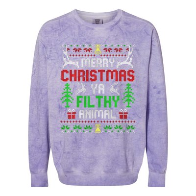 Merry Christmas Animal Filthy Ya  Colorblast Crewneck Sweatshirt