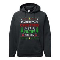 Merry Christmas Animal Filthy Ya  Performance Fleece Hoodie