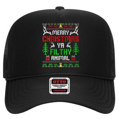 Merry Christmas Animal Filthy Ya  High Crown Mesh Back Trucker Hat