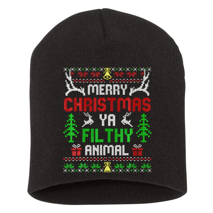 Merry Christmas Animal Filthy Ya  Short Acrylic Beanie