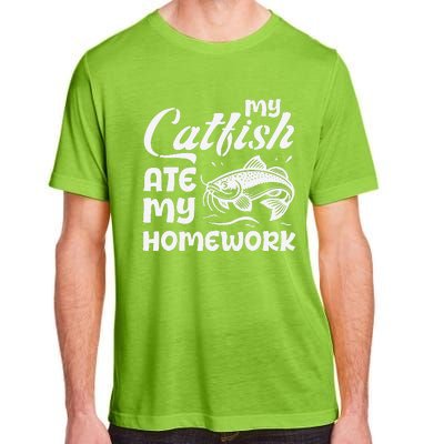 My Catfish Ate My Homework Funny Catfishing Fisherman Adult ChromaSoft Performance T-Shirt