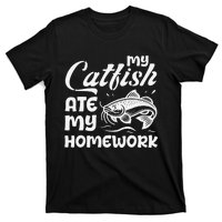 My Catfish Ate My Homework Funny Catfishing Fisherman T-Shirt