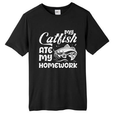 My Catfish Ate My Homework Funny Catfishing Fisherman Tall Fusion ChromaSoft Performance T-Shirt