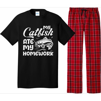 My Catfish Ate My Homework Funny Catfishing Fisherman Pajama Set