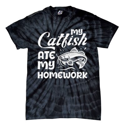 My Catfish Ate My Homework Funny Catfishing Fisherman Tie-Dye T-Shirt