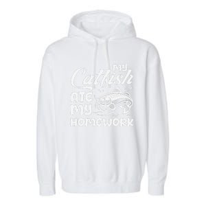 My Catfish Ate My Homework Funny Catfishing Fisherman Garment-Dyed Fleece Hoodie