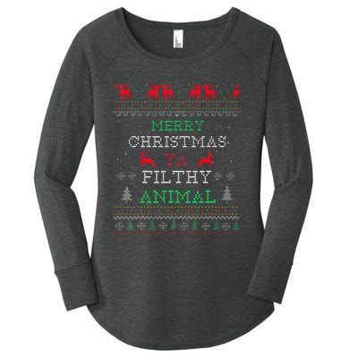 Merry Christmas Animal Filthy Ya Xmas Pajama Family Matching  Women's Perfect Tri Tunic Long Sleeve Shirt