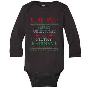 Merry Christmas Animal Filthy Ya Xmas Pajama Family Matching  Baby Long Sleeve Bodysuit