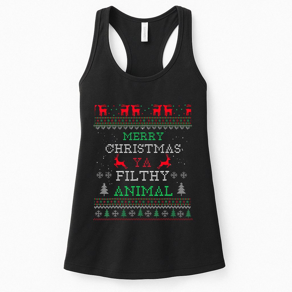 Merry Christmas Animal Filthy Ya Xmas Pajama Family Matching  Womens Tank Top