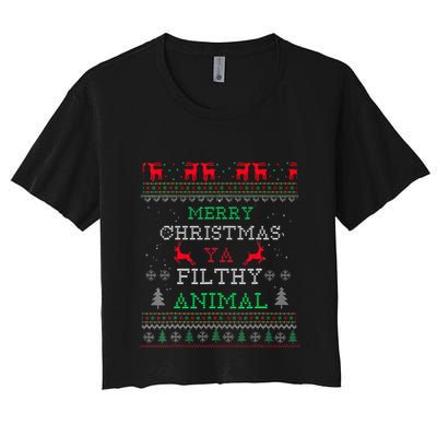 Merry Christmas Animal Filthy Ya Xmas Pajama Family Matching  Crop Top