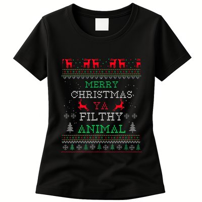 Merry Christmas Animal Filthy Ya Xmas Pajama Family Matching  Womens T-Shirt