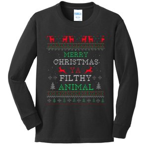 Merry Christmas Animal Filthy Ya Xmas Pajama Family Matching  Kids Long Sleeve Shirt