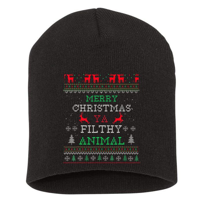 Merry Christmas Animal Filthy Ya Xmas Pajama Family Matching  Short Acrylic Beanie