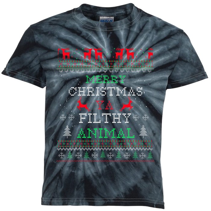 Merry Christmas Animal Filthy Ya Xmas Pajama Family Matching  Kids Tie-Dye T-Shirt