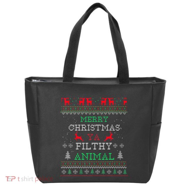 Merry Christmas Animal Filthy Ya Xmas Pajama Family Matching  Zip Tote Bag