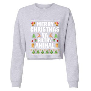 Merry Christmas Animal Filthy Ya Ugly Sweater Style Matching Gift Cropped Pullover Crew