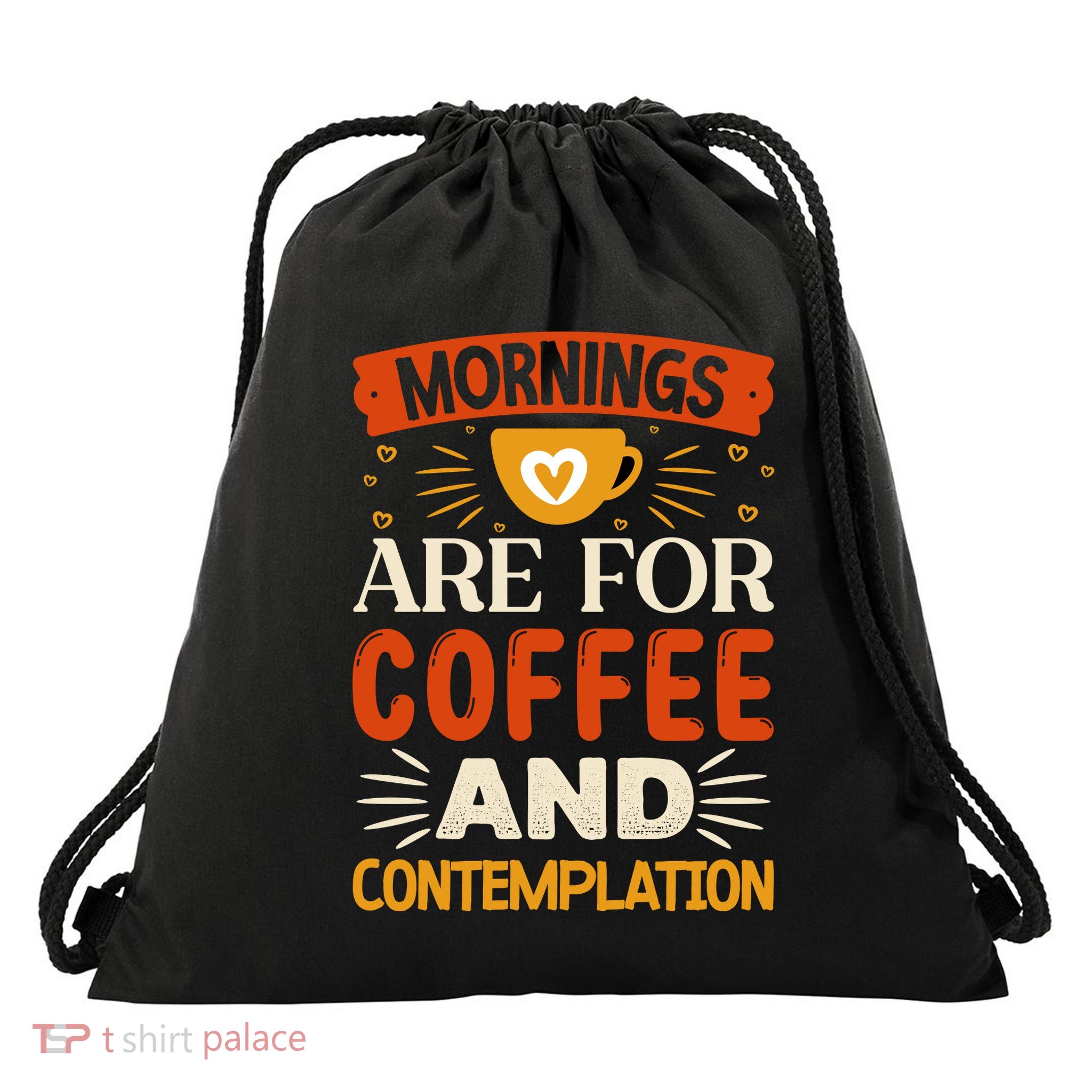 Morning Coffee And Contemplation Drawstring Bag