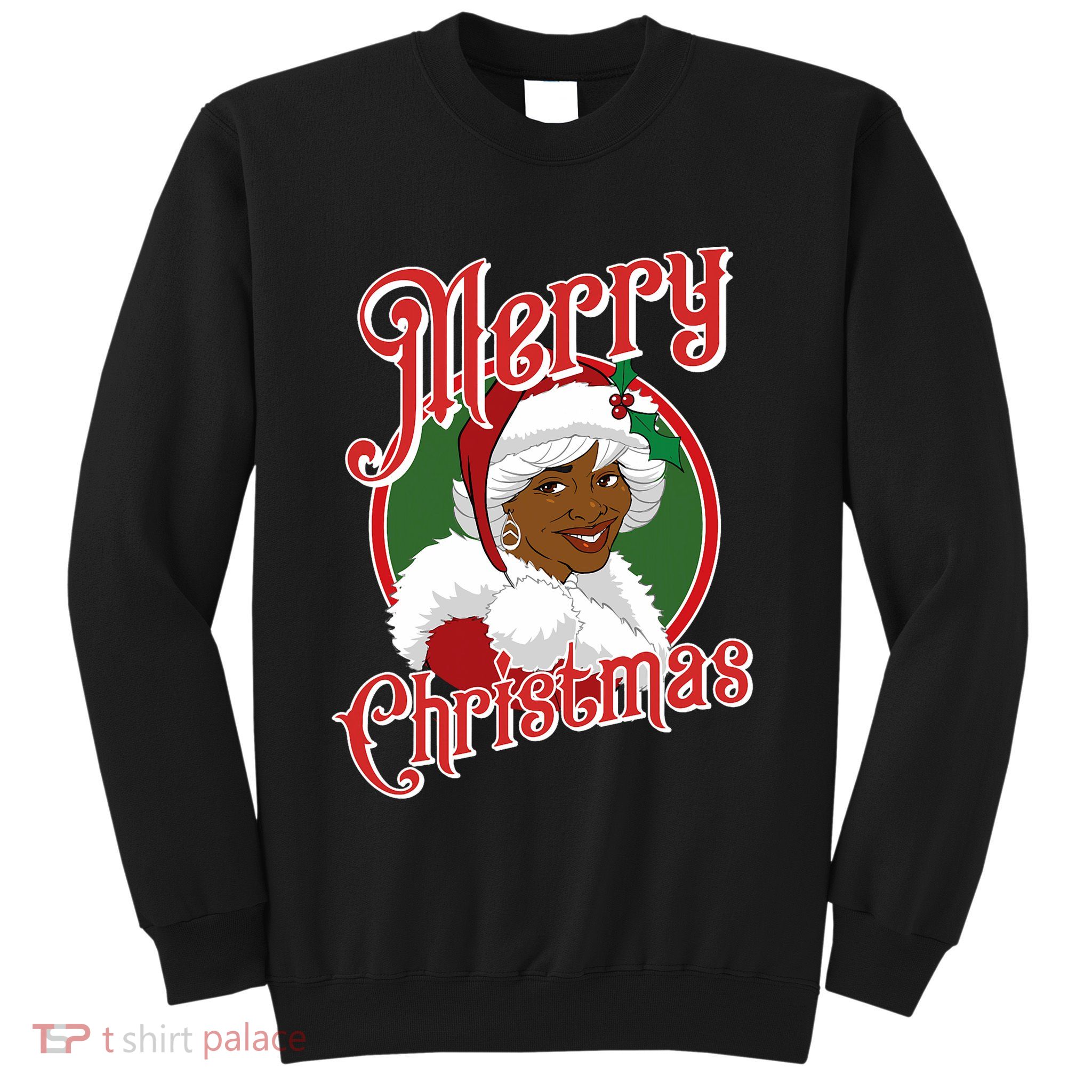 Merry Christmas African American Santa Black Mrs Claus Sweatshirt