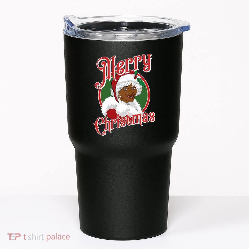 Merry Christmas African American Santa Black Mrs Claus Tumbler
