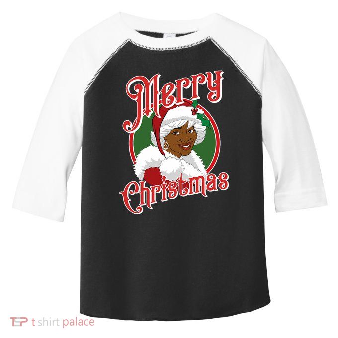 Merry Christmas African American Santa Black Mrs Claus Toddler Fine Jersey T-Shirt