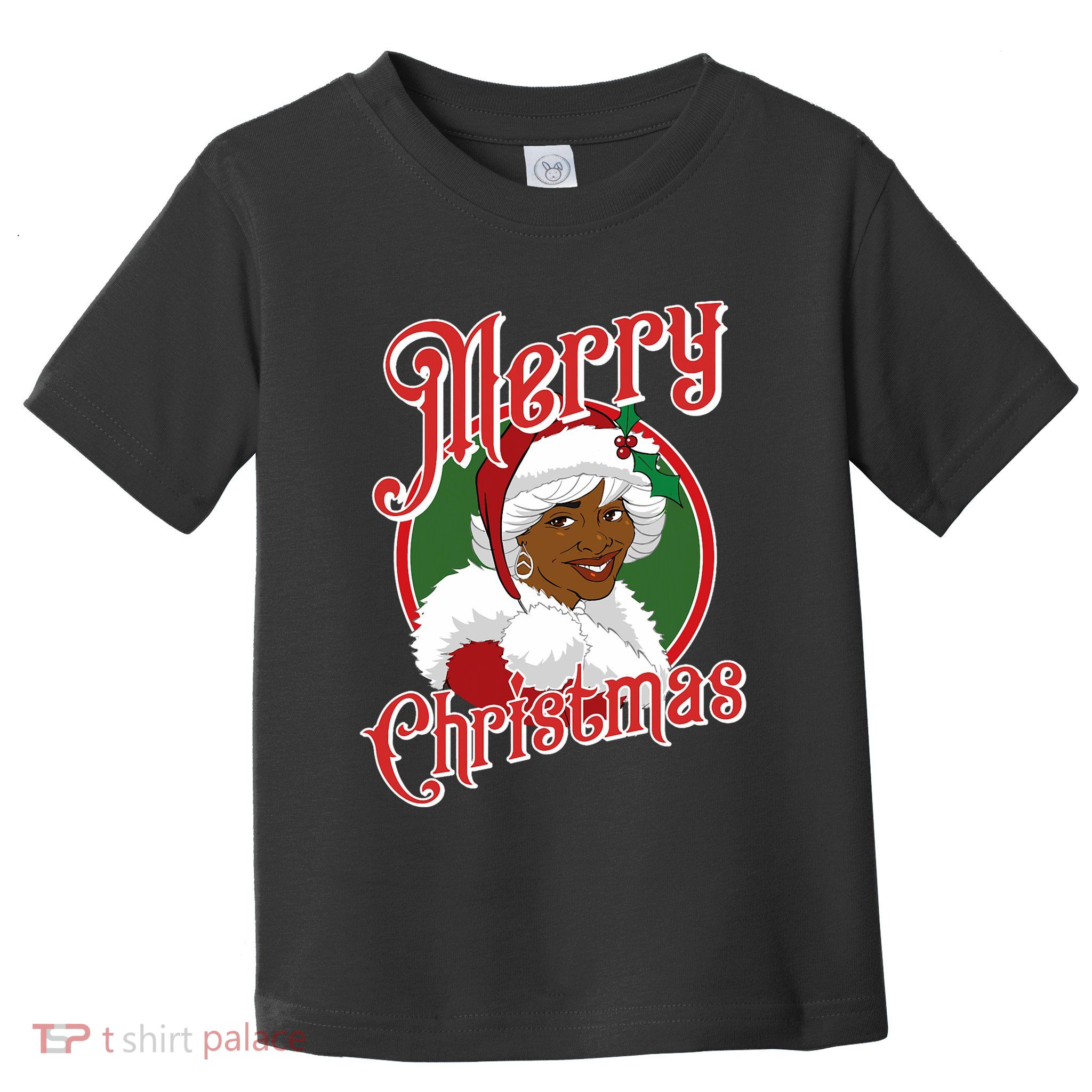 Merry Christmas African American Santa Black Mrs Claus Toddler T-Shirt