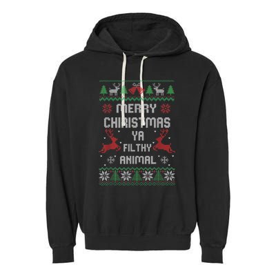 Merry Christmas Animal Filthy Ya Garment-Dyed Fleece Hoodie