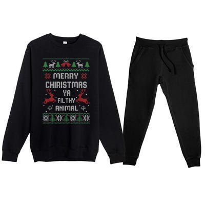 Merry Christmas Animal Filthy Ya Premium Crewneck Sweatsuit Set