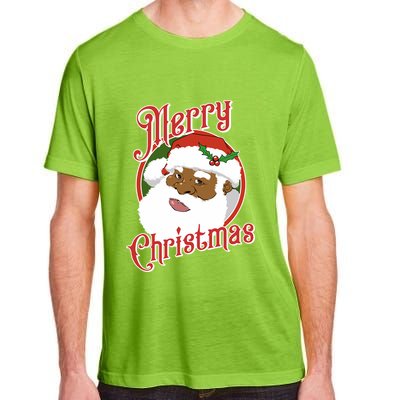 Merry Christmas African American Santa Claus Long Sleeve Adult ChromaSoft Performance T-Shirt