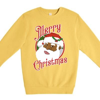 Merry Christmas African American Santa Claus Long Sleeve Premium Crewneck Sweatshirt