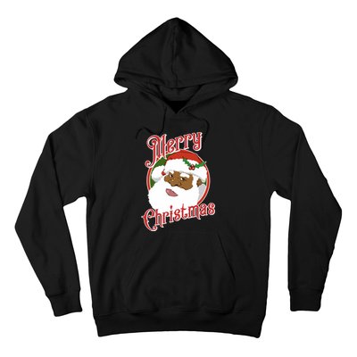 Merry Christmas African American Santa Claus Long Sleeve Hoodie