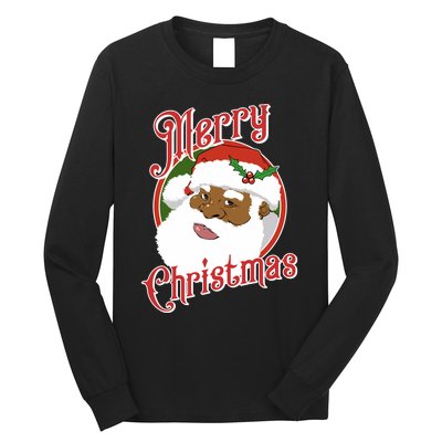 Merry Christmas African American Santa Claus Long Sleeve Long Sleeve Shirt