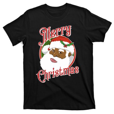 Merry Christmas African American Santa Claus Long Sleeve T-Shirt