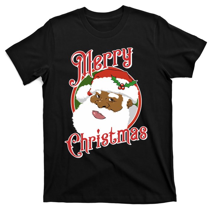 Merry Christmas African American Santa Claus Long Sleeve T-Shirt