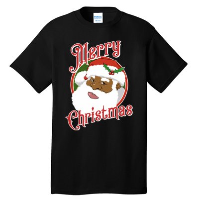 Merry Christmas African American Santa Claus Long Sleeve Tall T-Shirt