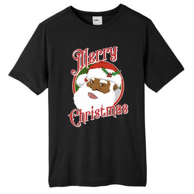 Merry Christmas African American Santa Claus Long Sleeve Tall Fusion ChromaSoft Performance T-Shirt