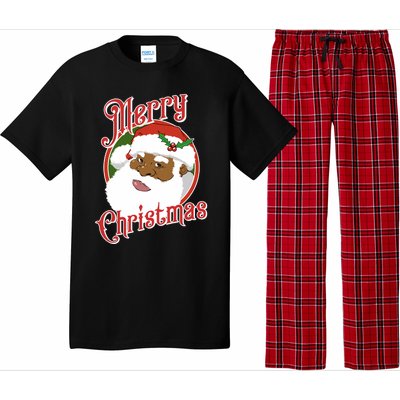 Merry Christmas African American Santa Claus Long Sleeve Pajama Set