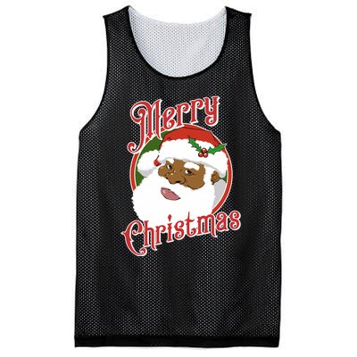 Merry Christmas African American Santa Claus Long Sleeve Mesh Reversible Basketball Jersey Tank