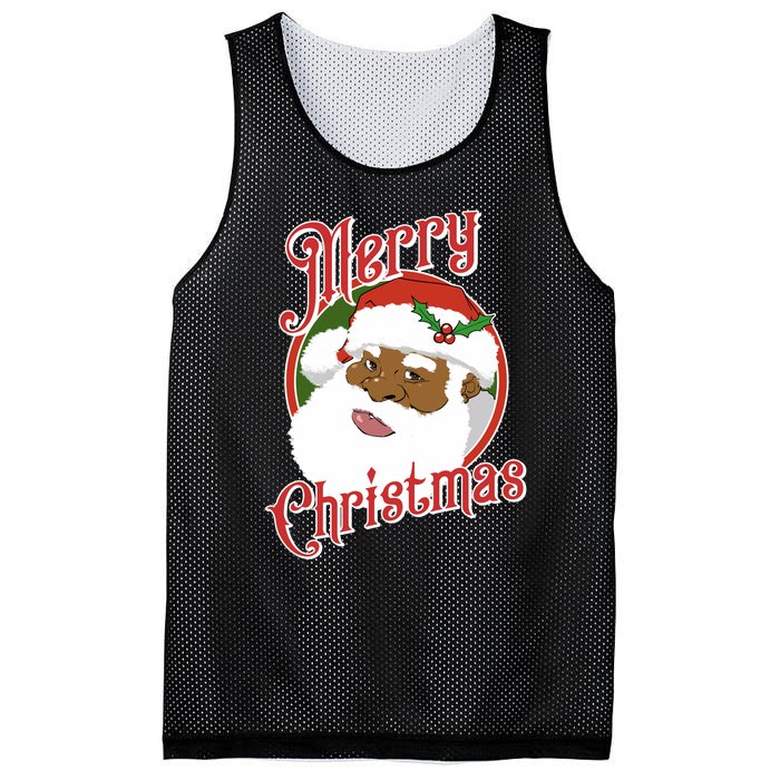 Merry Christmas African American Santa Claus Long Sleeve Mesh Reversible Basketball Jersey Tank