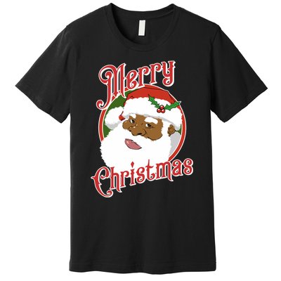 Merry Christmas African American Santa Claus Long Sleeve Premium T-Shirt